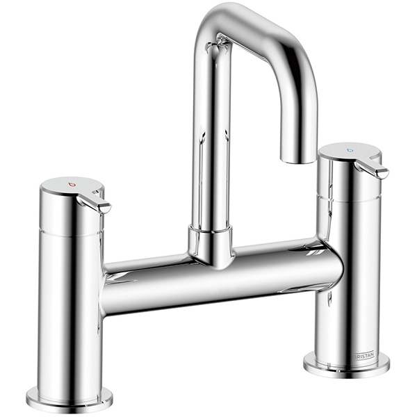 Bristan Altum Contemporary Bridge Bath Mixer Tap - Short Handles - Deck Mounted
