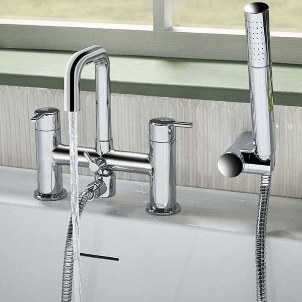 Alternate image of Bristan Altum Contemporary Bridge Bath Mixer Tap - Short Handles - Deck Mounted