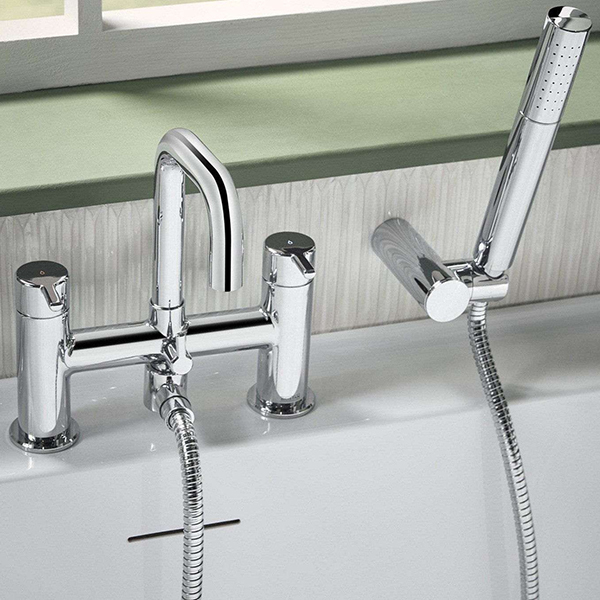 Alternate image of Bristan Altum Contemporary Bridge Bath Mixer Tap - Short Handles - Deck Mounted