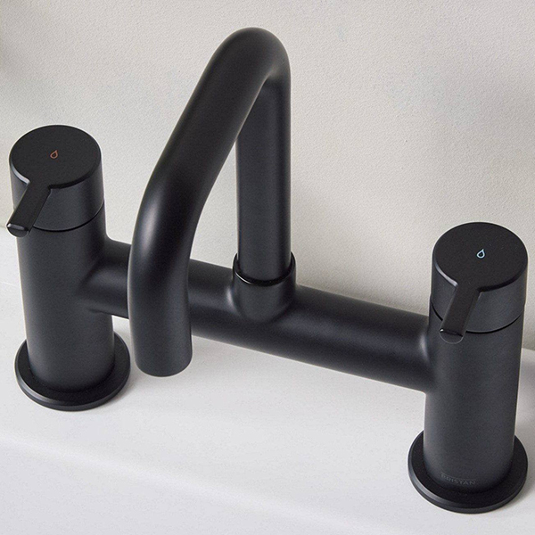 Alternate image of Bristan Altum Contemporary Bridge Bath Mixer Tap - Short Handles - Deck Mounted