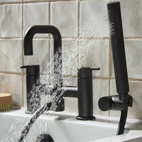 Alternate image of Bristan Altum Contemporary Bridge Bath Mixer Tap - Short Handles - Deck Mounted