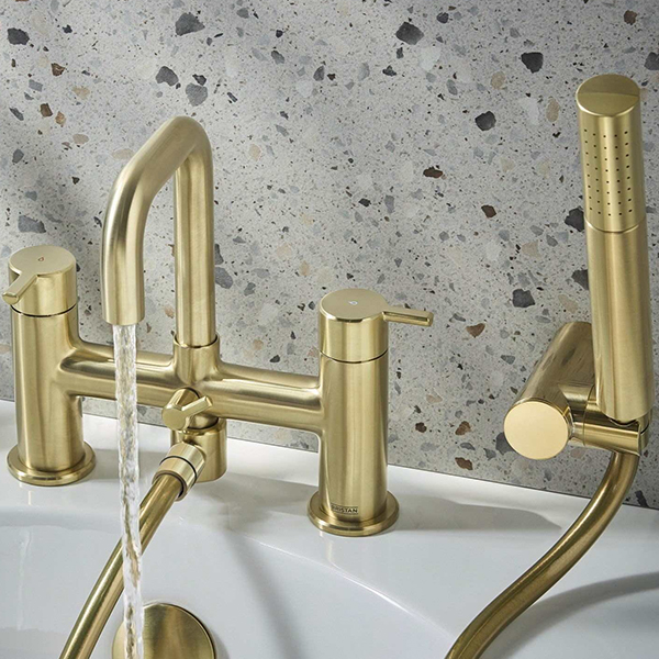 Alternate image of Bristan Altum Contemporary Bridge Bath Mixer Tap - Short Handles - Deck Mounted