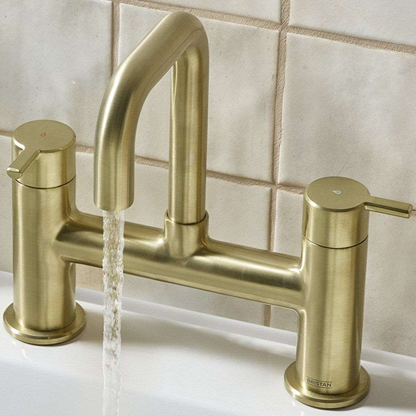 Alternate image of Bristan Altum Contemporary Bridge Bath Mixer Tap - Short Handles - Deck Mounted