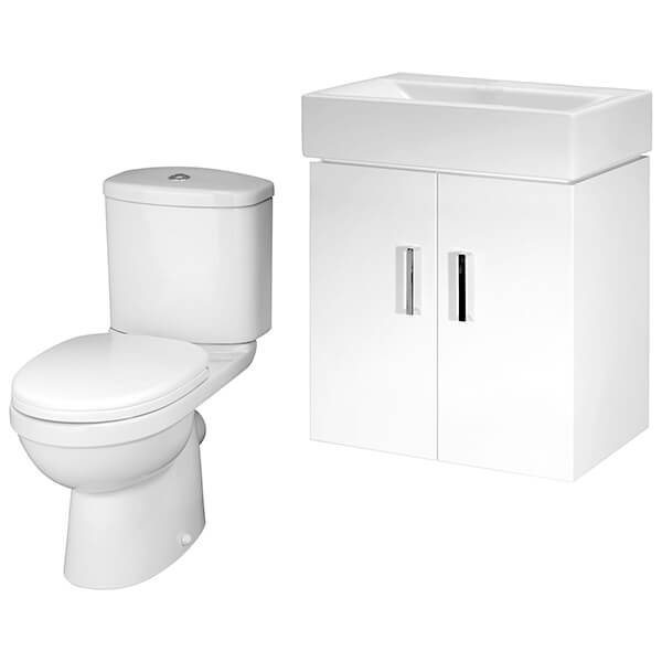Nuie Deco White Contemporary 440mm Wide Wall Hung Cloakroom Suite