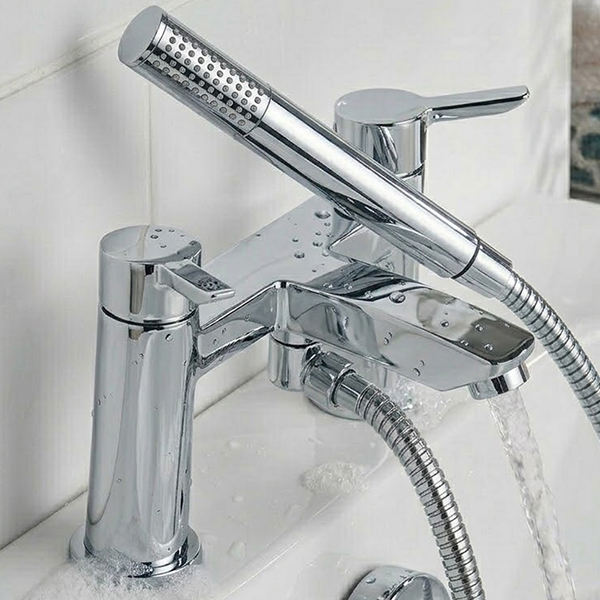Additional image of Bristan Apelo Contemporary Bridge Bath Mixer Tap - Designer Handles - Deck Mounted
