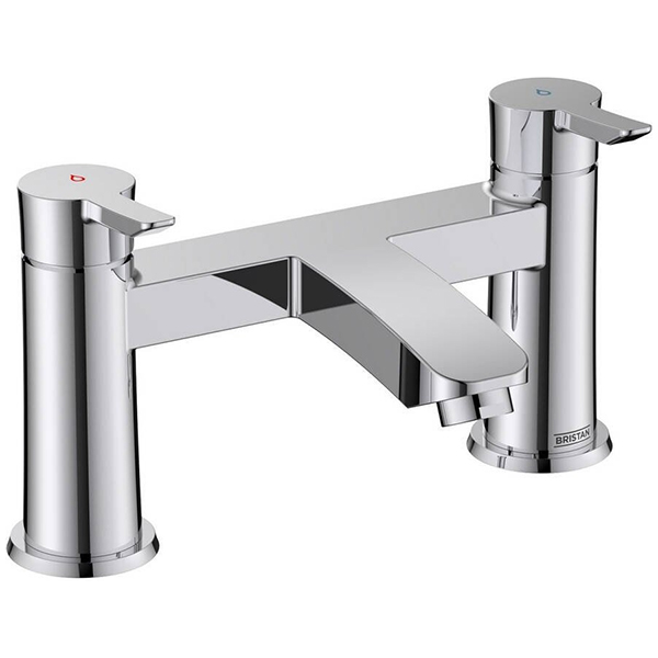 Bristan Apelo Contemporary Bridge Bath Mixer Tap - Designer Handles - Deck Mounted
