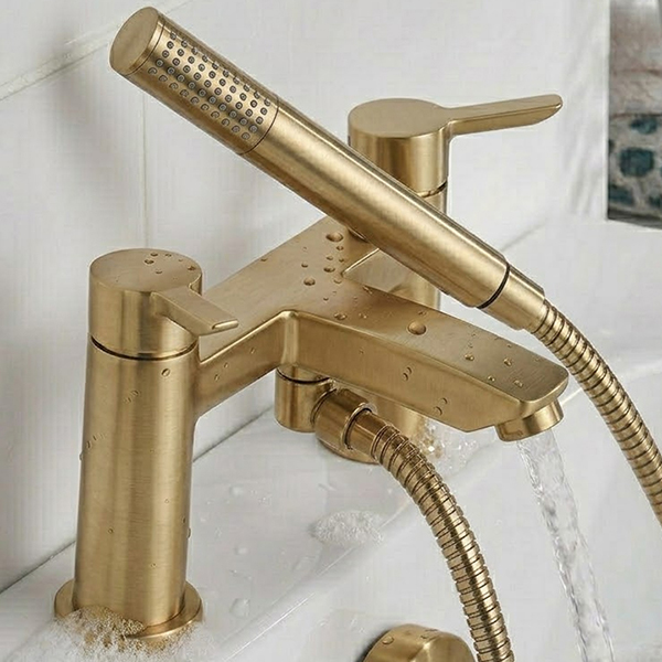 Alternate image of Bristan Apelo Contemporary Bridge Bath Mixer Tap - Designer Handles - Deck Mounted