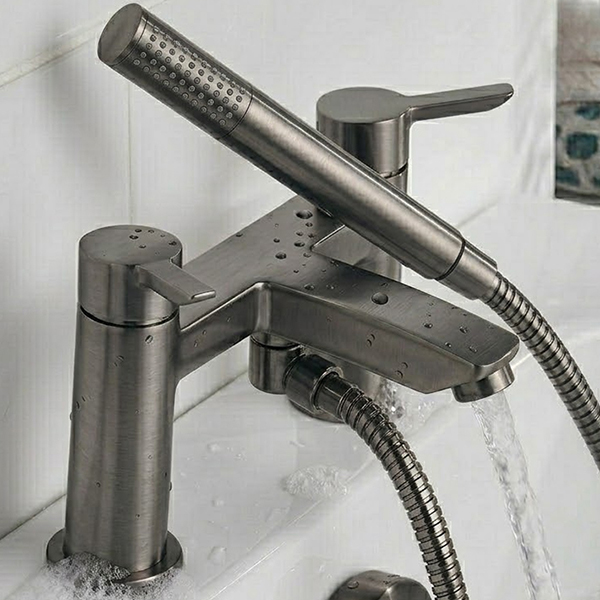 Alternate image of Bristan Apelo Contemporary Bridge Bath Mixer Tap - Designer Handles - Deck Mounted