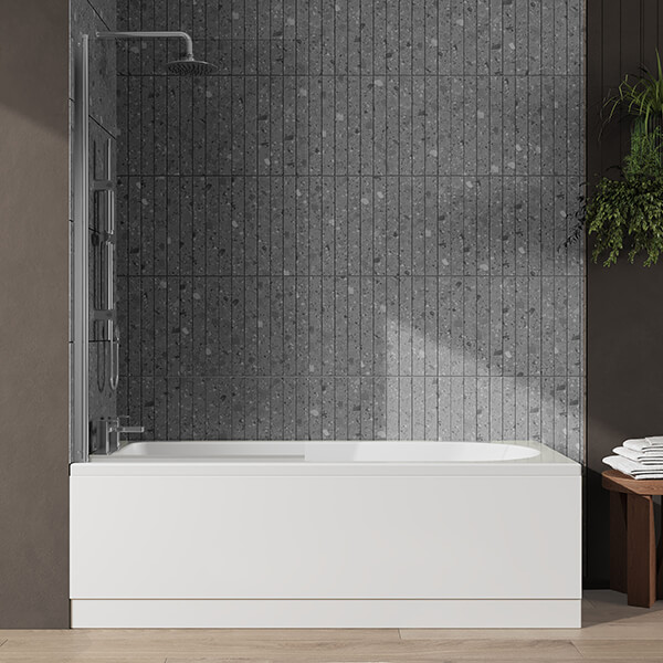 Alternate image of Nuie Eternalite Single Ended Bath with Straight Swing Screen and Panel - 1700mm Length