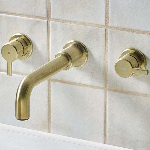 Alternate image of Bristan Altum 3 Hole Bath Filler Tap with Long Spout - Short Handles - Wall Mounted