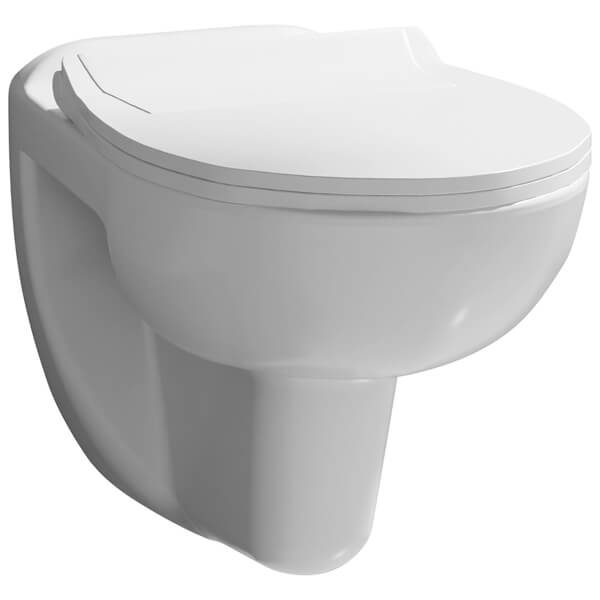 Nuie Melbourne Contemporary Round Wall Hung WC Pan with Soft Close Seat - 355 x 535mm