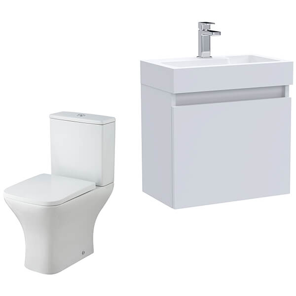 Nuie Deco Contemporary Wall Hung Slimeline Furniture with Basin and Toilet Pack