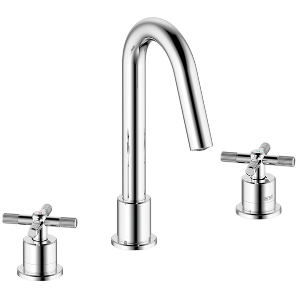 Bristan Cruzar Contemporary 3 Hole Basin Mixer Tap - Crosshead Handles - Deck Mounted