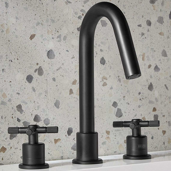 Additional image of Bristan Cruzar Contemporary 3 Hole Basin Mixer Tap - Crosshead Handles - Deck Mounted