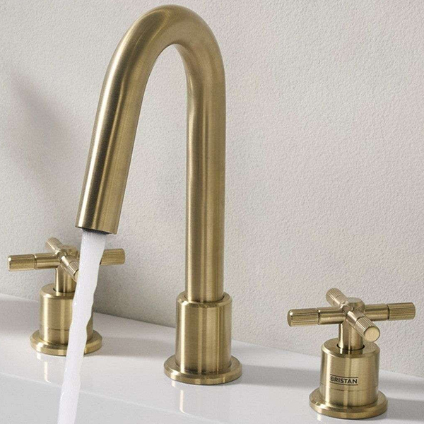 Alternate image of Bristan Cruzar Contemporary 3 Hole Basin Mixer Tap - Crosshead Handles - Deck Mounted