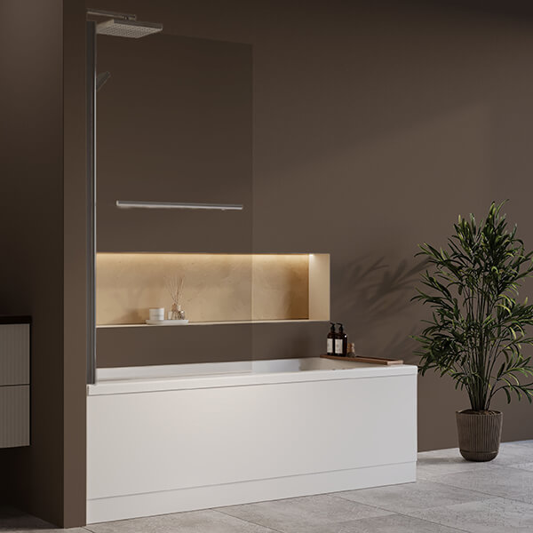 Alternate image of Nuie Eternalite Single Ended Straight Bath with Straight Swing Screen and Panel - 1700mm Length