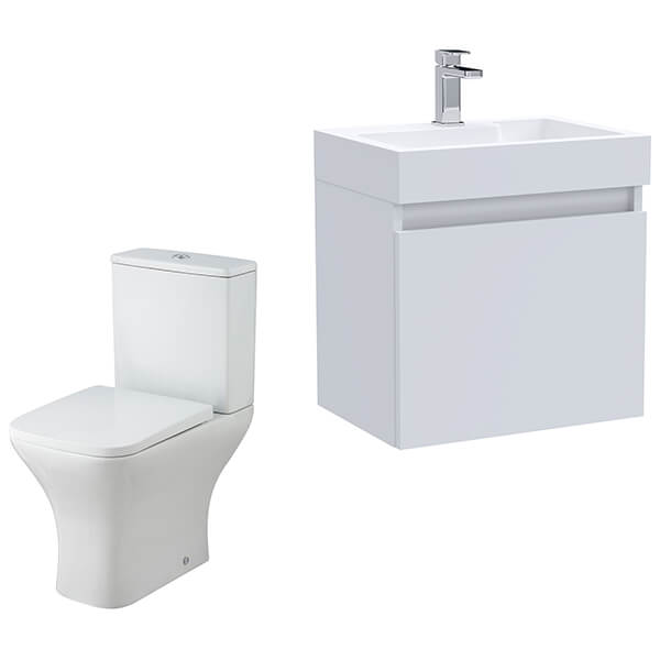 Nuie Deco Contemporary 500mm Wide Wall Hung Cloakroom Pack
