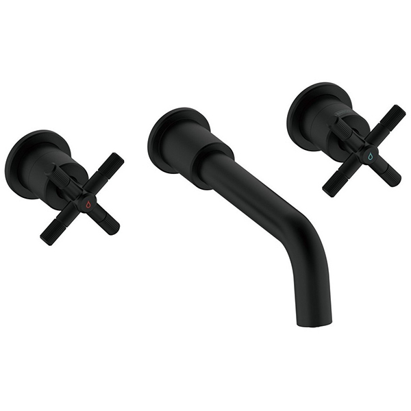 Additional image of Bristan Cruzar 3 Hole Bath Filler Tap - Long Curved Spout - Crosshead Handles - Wall Mounted