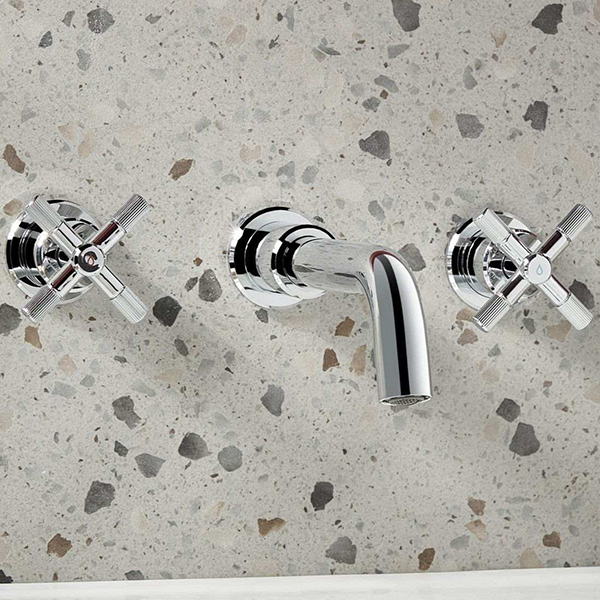 Additional image of Bristan Cruzar Contemporary 3 Hole Basin Mixer Tap - Curved Spout - Wall Mounted