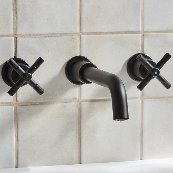 Alternate image of Bristan Cruzar Contemporary 3 Hole Basin Mixer Tap - Curved Spout - Wall Mounted