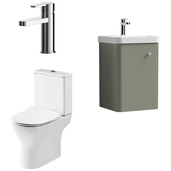Alternate image of Nuie Deco Contemporary Wall Hung Cloakroom Furniture Pack with Toilet and Tap