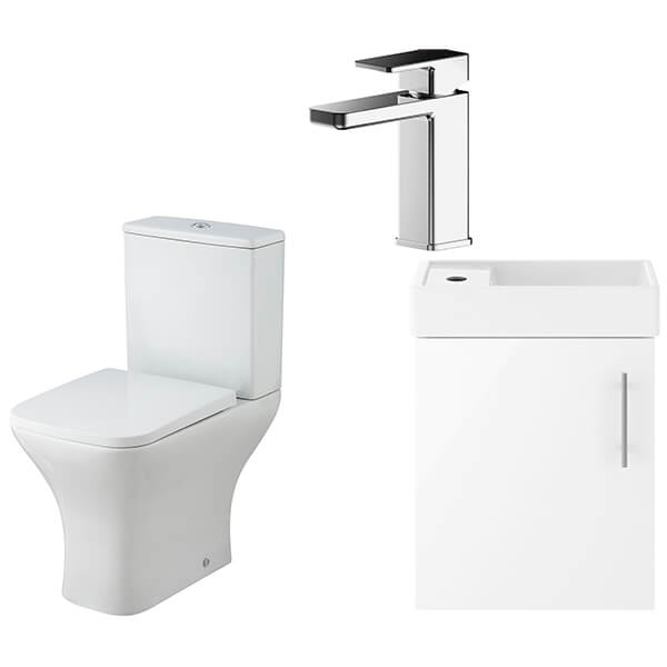 Nuie Deco Contemporary Wall Mounted Vanity Unit with Toilet Pack