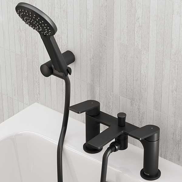 Alternate image of Bristan Frammento Bridge Bath Mixer Tap - Flat Handles and Spout - Deck Mounted