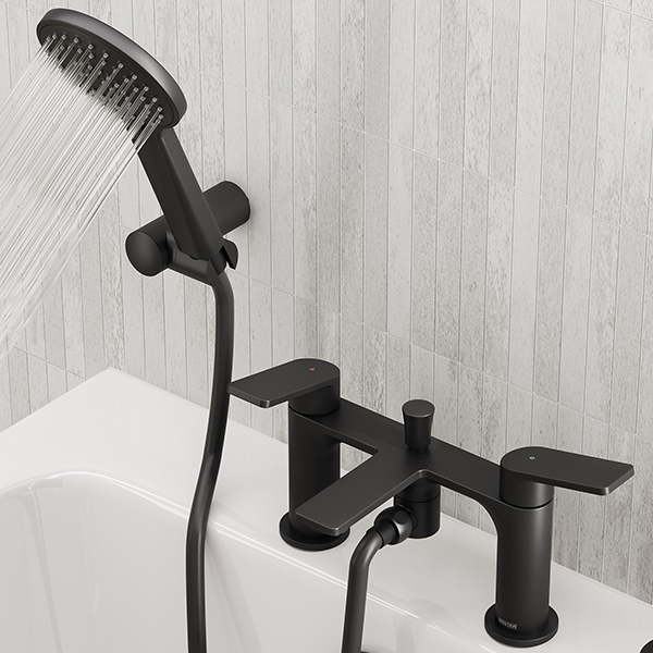 Alternate image of Bristan Frammento Bridge Bath Mixer Tap - Flat Handles and Spout - Deck Mounted