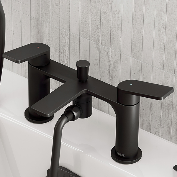 Alternate image of Bristan Frammento Bridge Bath Mixer Tap - Flat Handles and Spout - Deck Mounted
