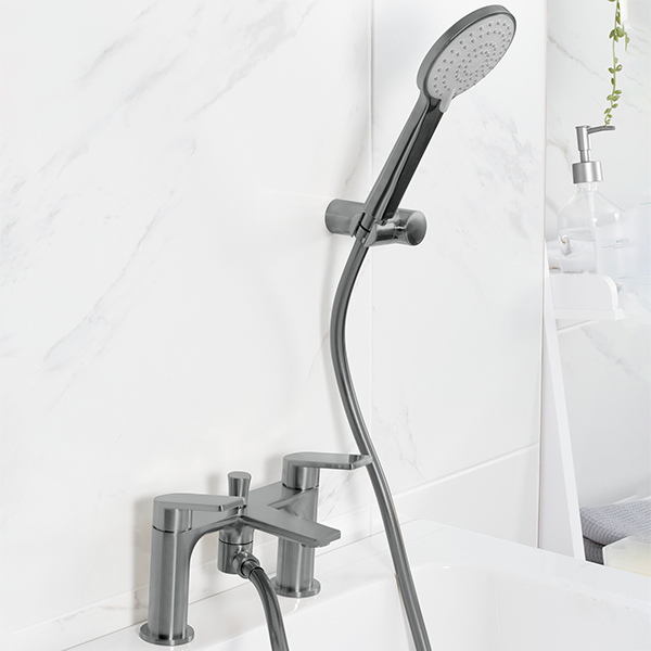 Alternate image of Bristan Frammento Bridge Bath Mixer Tap - Flat Handles and Spout - Deck Mounted