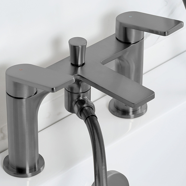 Alternate image of Bristan Frammento Bridge Bath Mixer Tap - Flat Handles and Spout - Deck Mounted