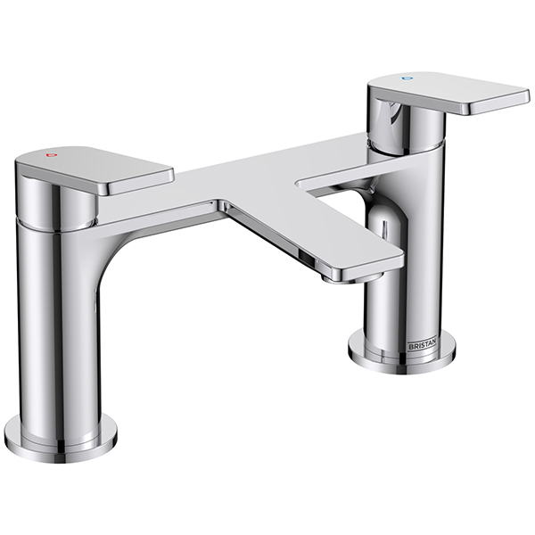 Bristan Frammento Bridge Bath Mixer Tap - Flat Handles and Spout - Deck Mounted