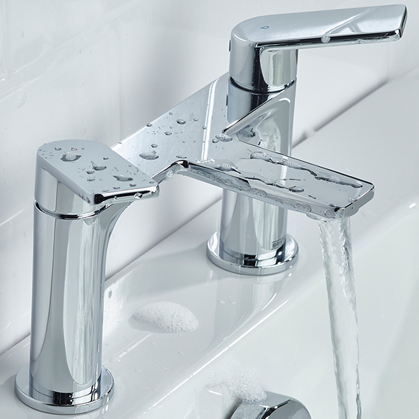 Additional image of Bristan Frammento Bridge Bath Mixer Tap - Flat Handles and Spout - Deck Mounted