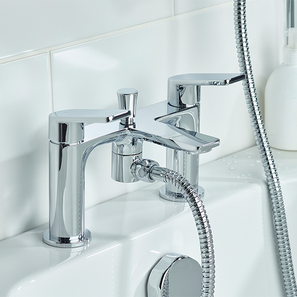 Alternate image of Bristan Frammento Bridge Bath Mixer Tap - Flat Handles and Spout - Deck Mounted
