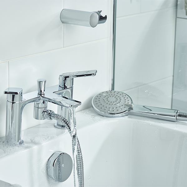 Alternate image of Bristan Frammento Bridge Bath Mixer Tap - Flat Handles and Spout - Deck Mounted