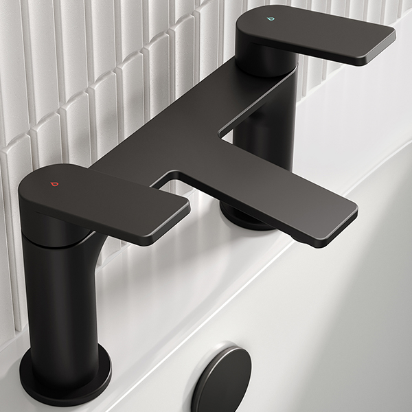 Alternate image of Bristan Frammento Bridge Bath Mixer Tap - Flat Handles and Spout - Deck Mounted