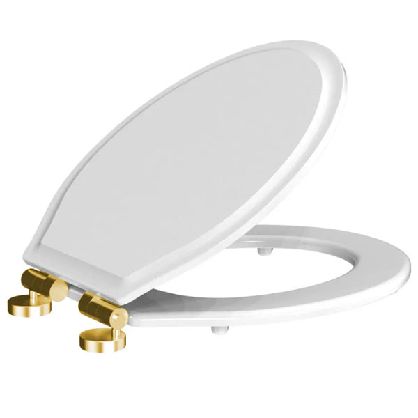 Additional image of Roper Rhodes Harrow Wooden Soft Close White Toilet Seat - 375 x 430mm