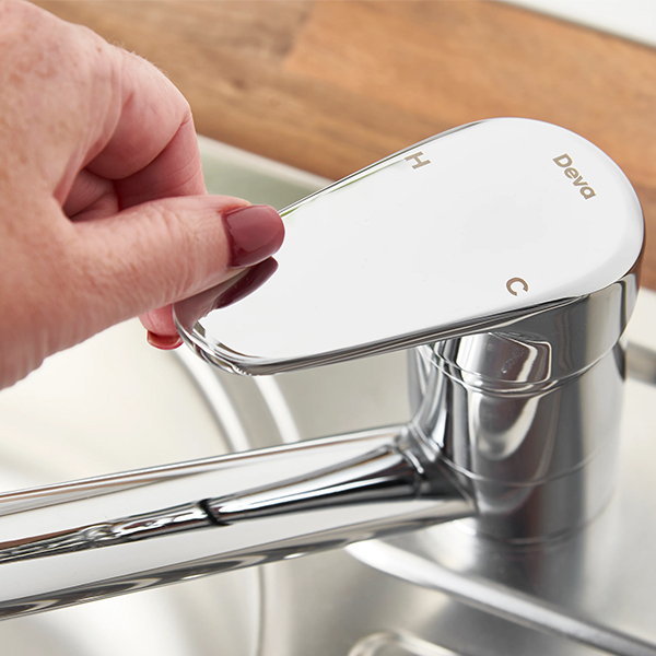Alternate image of Deva Adore Contemporary Chrome Kitchen Sink Mixer Tap with Long Swivel Spout - Flat Handle