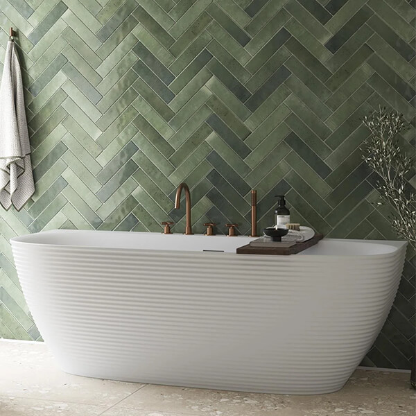 Alternate image of Crosswater Auriga Fluted Back To Wall Acrylic Bath - 1700 x 800mm
