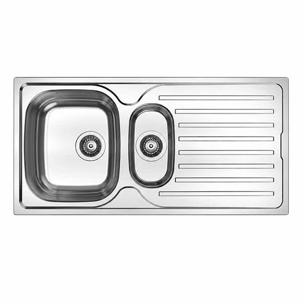 Clearwater Ava Stainless Steel Inset Kitchen Sink with Waste and Drainer - 1.5 Bowl - 1000 x 500mm