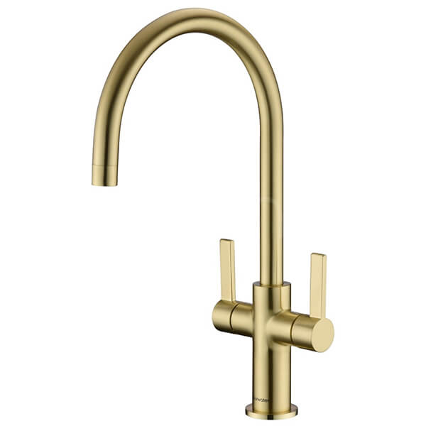 Additional image of Clearwater Auva-C Contemporary Kitchen Mixer Tap with Curved Swivel Spout - Stick Handles