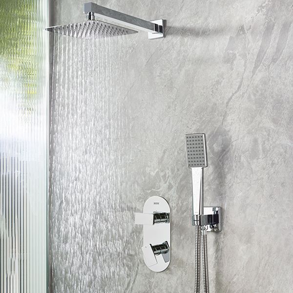 Additional image of Bristan Tangram Thermostatic Concealed Shower Valve with Fixed Head and Handset Kit