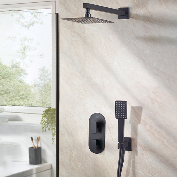 Alternate image of Bristan Tangram Thermostatic Concealed Shower Valve with Fixed Head and Handset Kit