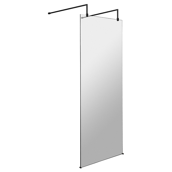 Additional image of Hudson Reed Frameless Wetroom Shower Screen with Black Support Arms and Feet - 1950mm High