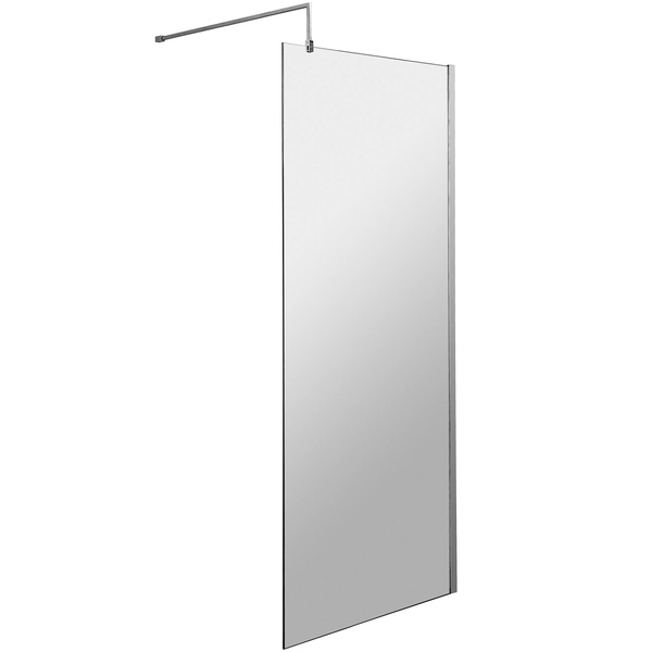 Hudson Reed Frameless Walk-In Shower Screen with Support Bar - Reversible - 1950mm Height