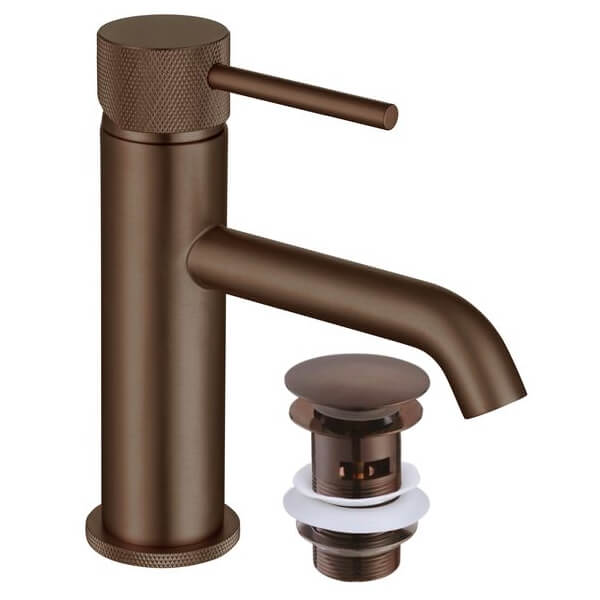 Alternate image of Joseph Miles Fenace Monobloc Basin Mixer Tap with Waste - Knurled Stick Handle - Deck Mounted