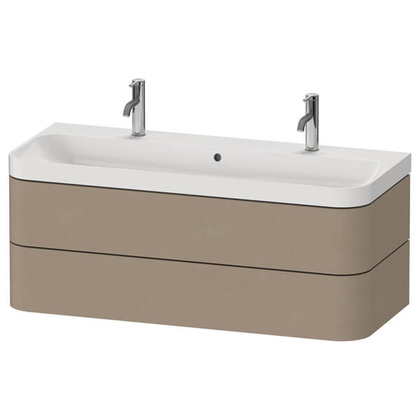 Duravit Happy D.2 Plus Two Drawers Wall Hung Vanity Unit with Twin Bowl C-Shaped Basin - 1175 x 480mm