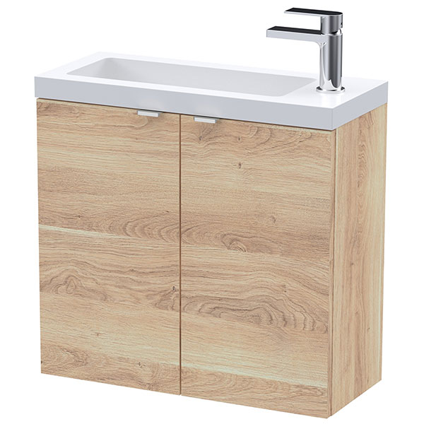 Hudson Reed Fusion Wall Hung Slimline Vanity Unit with Basin 605 x 260mm - Two Door