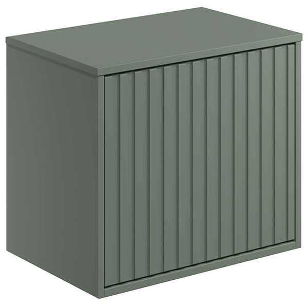 Joseph Miles Alfie Wall Hung Reed Green Fluted Vanity Unit - 1 Drawer - 580 x 500mm - Ex-Display