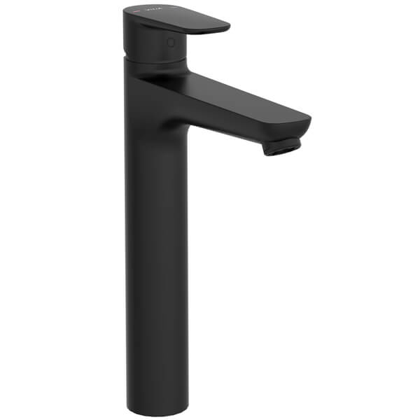 VitrA Flow-Soft Tall Basin Mixer Tap with Straight Spout - Flat Handle - Deck Mounted